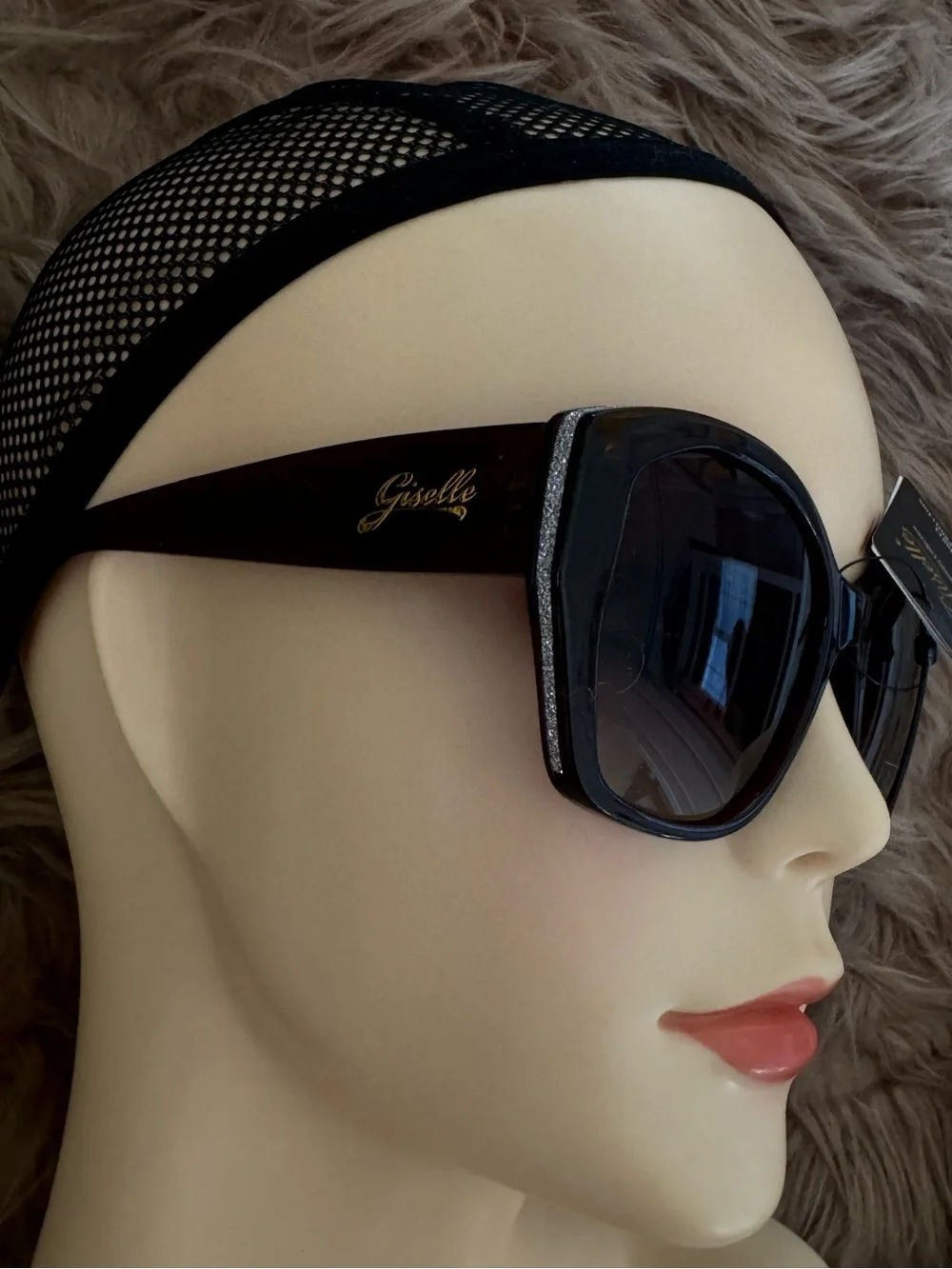 Futuristic sunglasses Giselle monogram silver glitter frame
